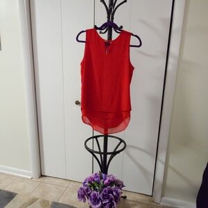Violet & Claire Vibrant Red Sleeveless Blouse